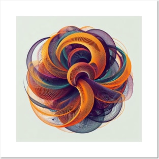 Psychedelic looking abstract illustration of geometric swirls Posters and Art
